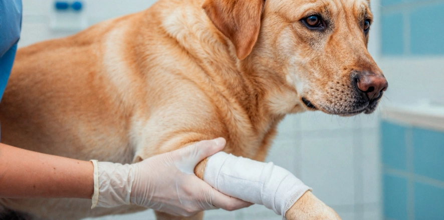 cachorro mancando, mas não chora